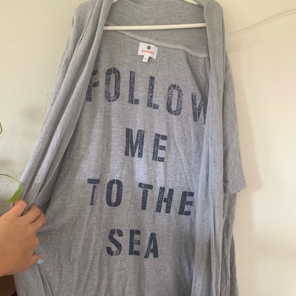 •Sundry Follow Me to the Sea Grey Sweater• - Picture 5 of 7